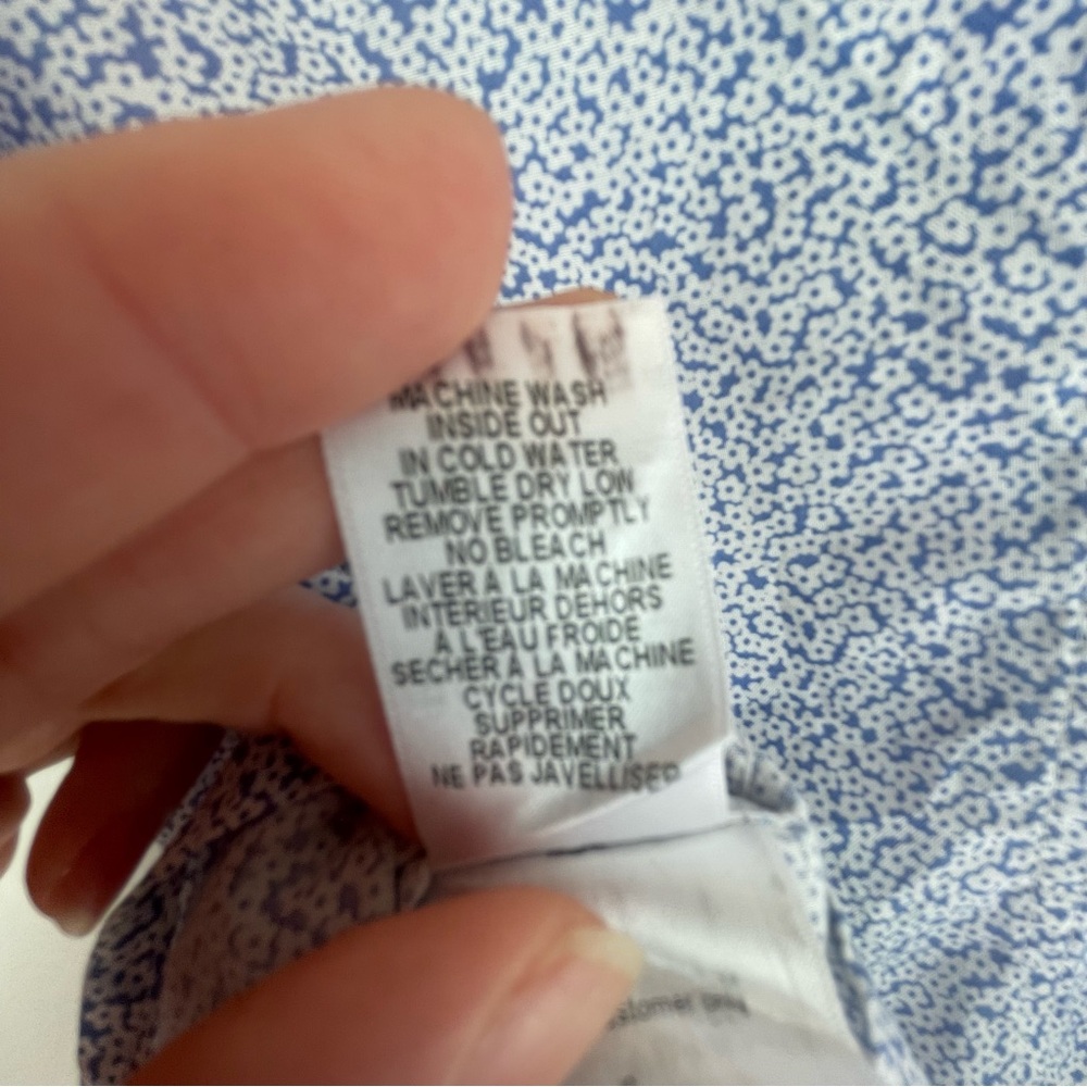 Frank & Eileen Barry Blue Micro Print Button-Up Shirt XS - Picture 5 of 5